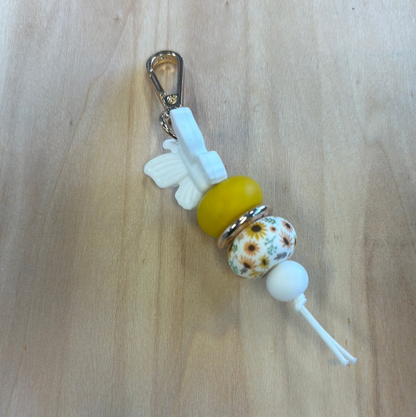 Keyring - Butterfly White and Sunflower