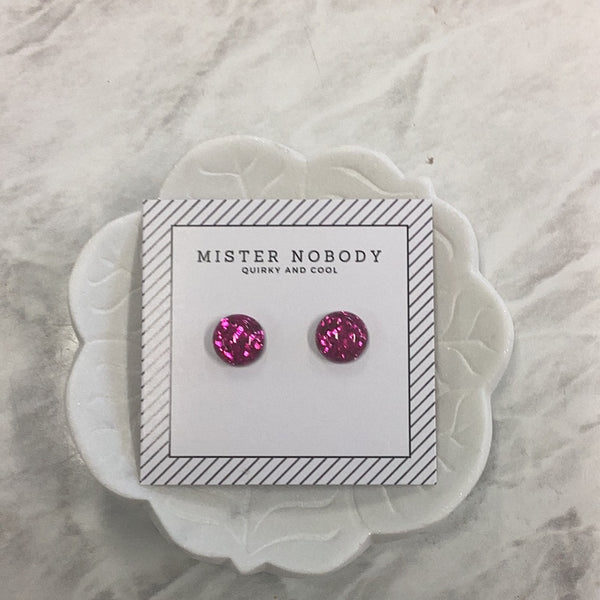 'MISTER NOBODY' Glitter Earring - Dark Pink