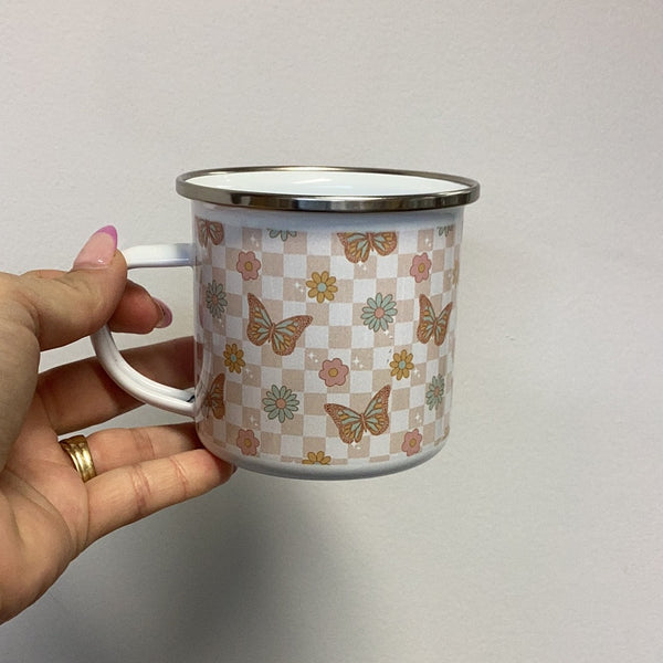 Enamel Mug - Butterfly Check