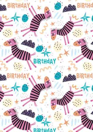 Wrapping Paper - Birthday Zebras