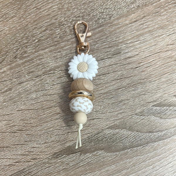 Keyring - Daisy White with Butterfly