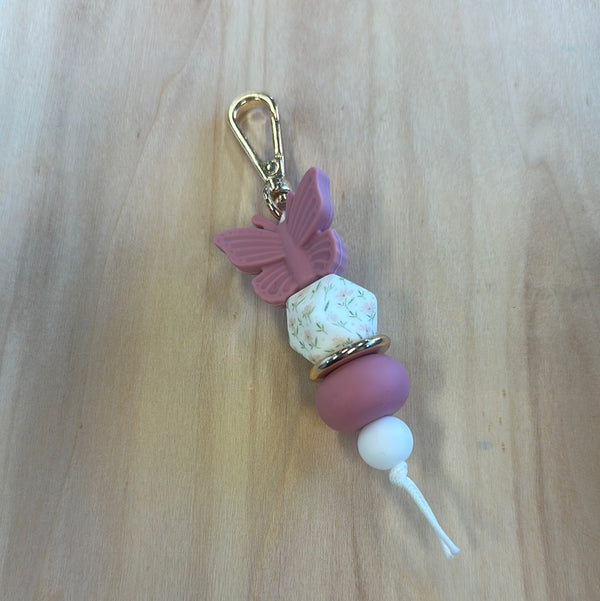 Keyring - Butterfly Musk Pink and Floral