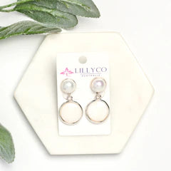 Silver Pearl & White Stone Earring**