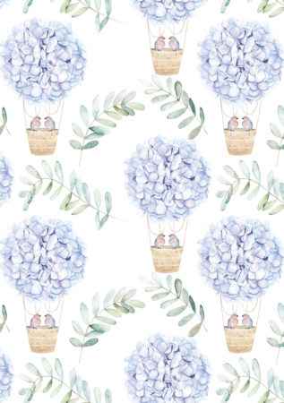 Wrapping Paper - Hydrangea Birds