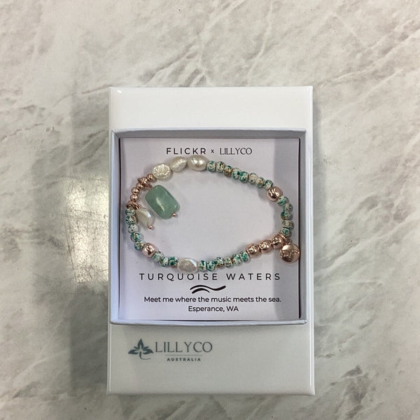 Rose Gold "Turquoise Waters" Bracelet - Flickr + Lillyco Branded (Esperance Beaches Inspired)**