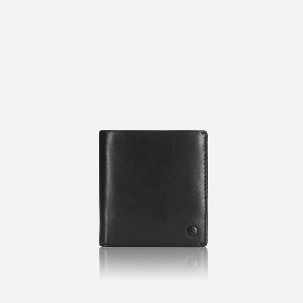 Slim Bifold Black Card Holder with Coin