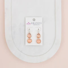 Silver Pink Crystal Earring