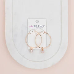 Rose Gold Hoop With Crystal Earring**