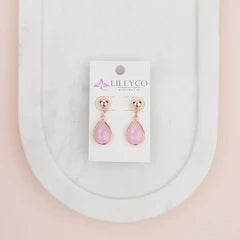 Rose Gold Pink Drop Earring**