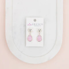 Silver Pink Drop Earring**