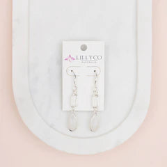 Silver Link White Quartz Earring**