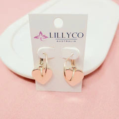 Gold Heart & Ring (2 in 1) Earring**