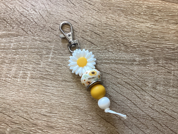 Keyring - Daisy with Sunflower Bead