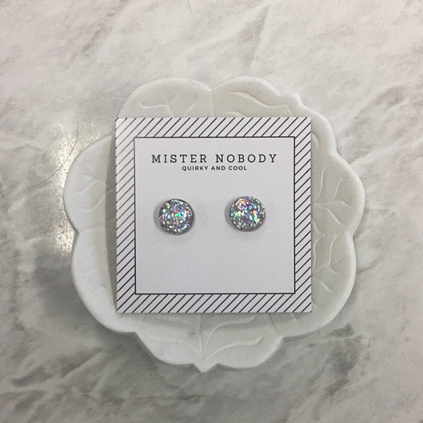 'MISTER NOBODY' Glitter Earring - Silver