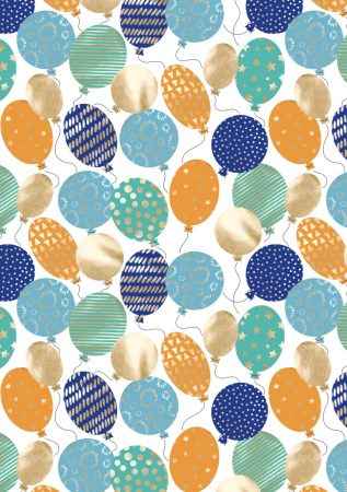 Wrapping Paper - Orange/Aqua Balloons