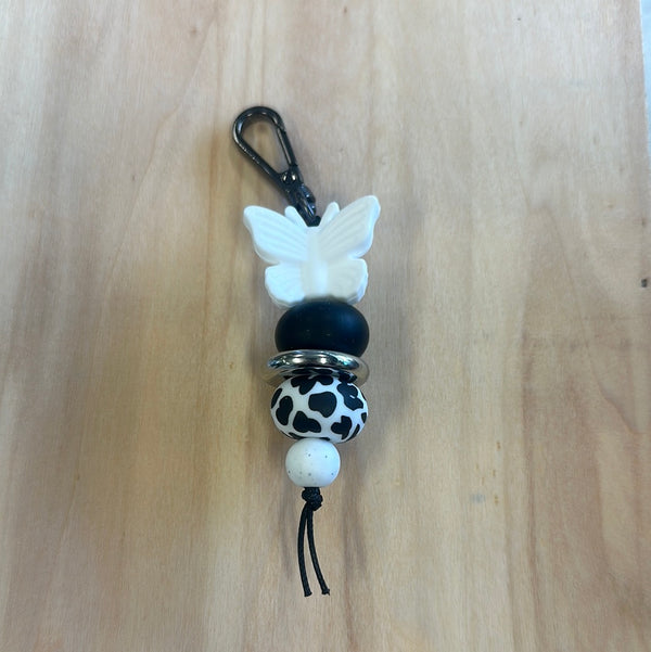 Keyring - Butterfly White and Black