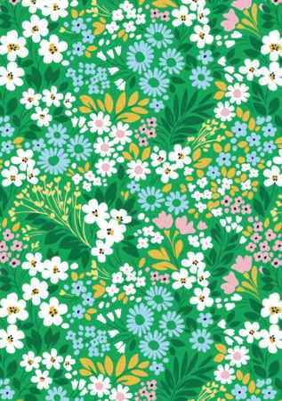 Wrapping Paper - Flowers On Green