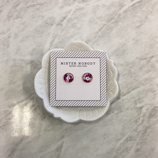 'MISTER NOBODY' Earring - Red & White Flowers