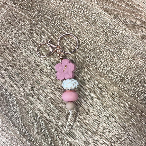 Keyring - Dusty Pink Hibiscus