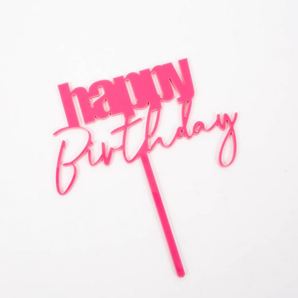 Cursive Acrylic Happy Birthday Cake Topper