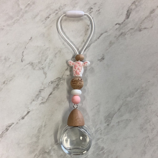 Hanging Car diffuser With Light Pink Cow Bead - Unscented