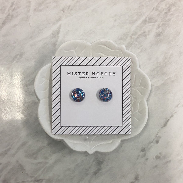 'MISTER NOBODY' Glitter Earing - Blue, Red and Silver