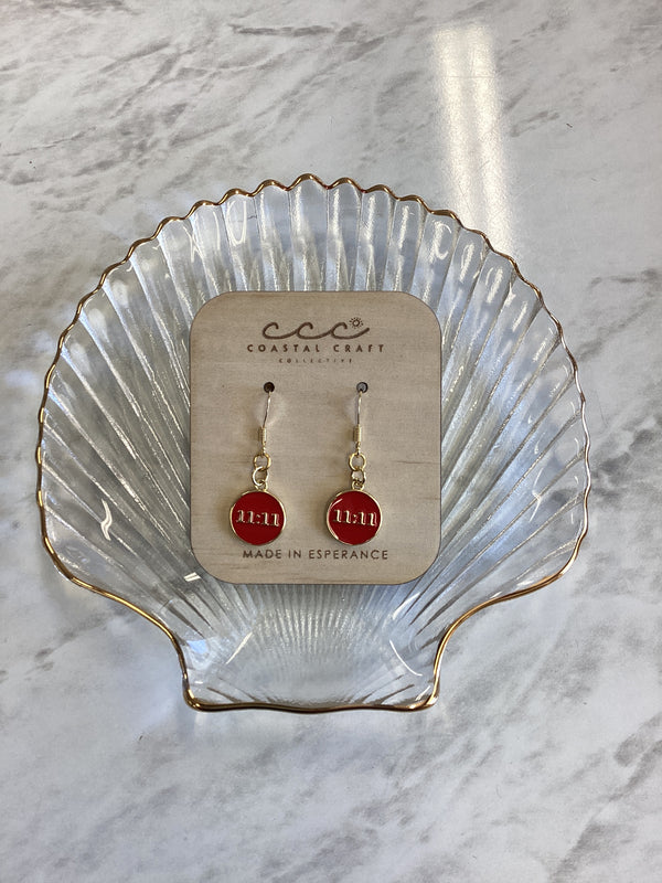 Red '11.11' Circle Drop Earring