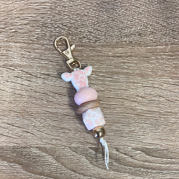 Keyring - Light Pink Cow with Spotty bead