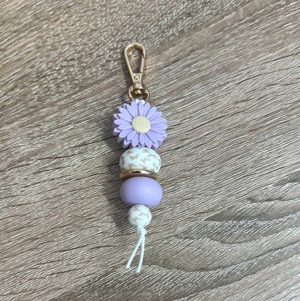 Keyring - Daisy Soft Purple with Butterfly