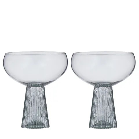 Giselle Set of 2 Seafoam Ribbed Coupe