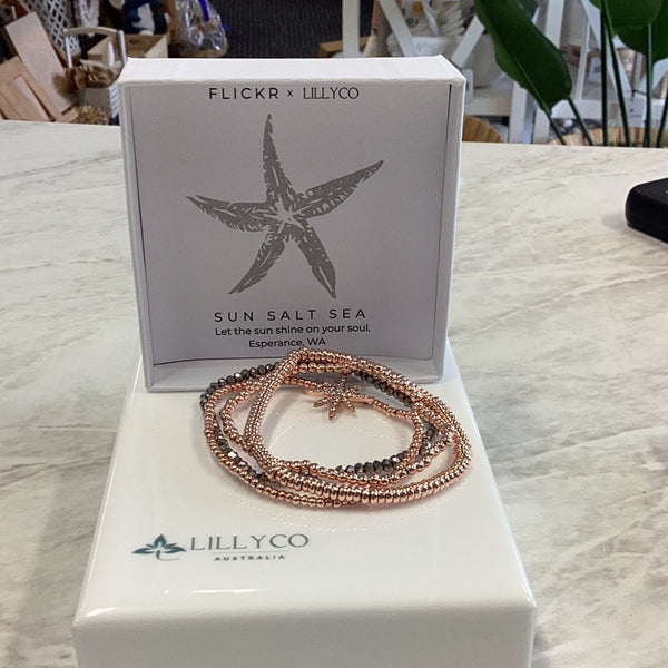 "Sun Salt Sea Starfish" Rose Gold Bracelet - Flickr + Lillyco Branded (Esperance Beaches Inspired)**