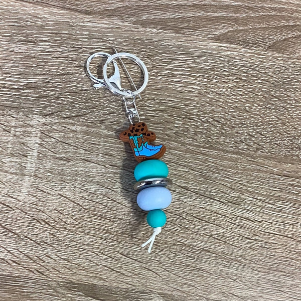 Keyring - Aqua & Brown Cowboy Boot