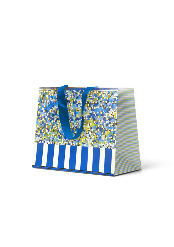 Premium Gift Bag Medium: Embossed & Foiled Gold & Blue Spots