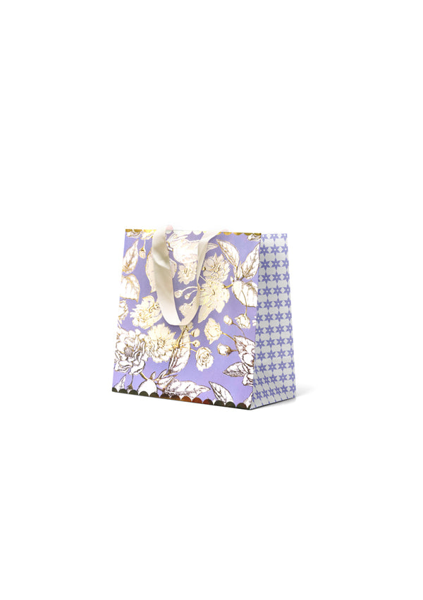 Premium Gift Bag Small: Embossed & Foiled Flowers on Lavender