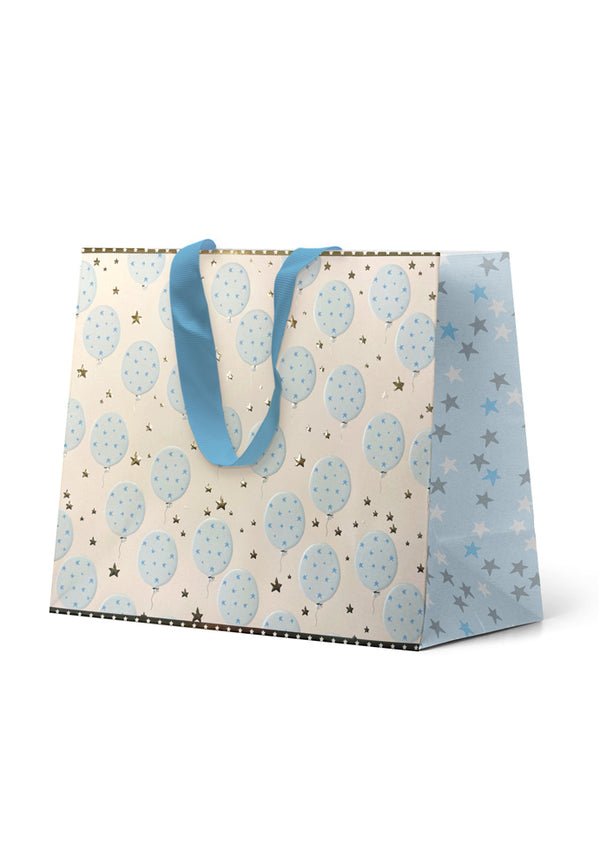 Premium Gift Bag Large: Embossed & Foiled Blue Balloons