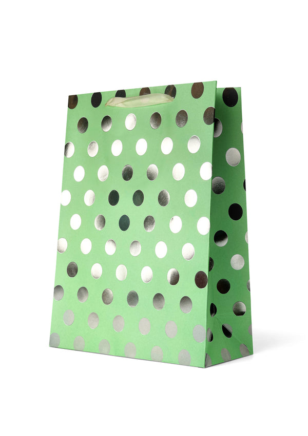 Premium Gift Bag Large: Silver Spots on Aqua