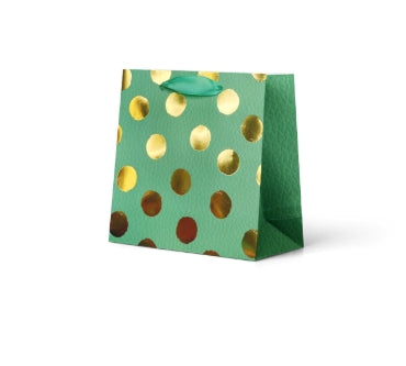 Gift Bag Small: Foiled Dots on Aqua