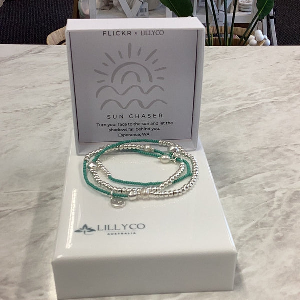 "Sunchaser" Silver Bracelet - Flickr + Lillyco Branded (Esperance Beaches Inspired)**