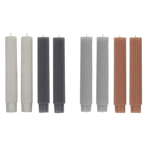 Ribbed Set Of 4 Candles - Medium Dark Tones