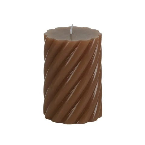 Twist Pillar Candle Tan