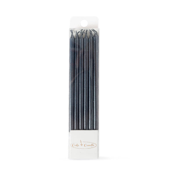 Tall Black Cake Candles - 12cm