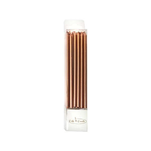 Tall Rose Gold Cake Candles - 12cm
