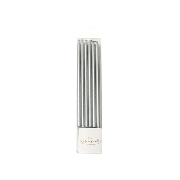Tall Silver Cake Candles - 12cm