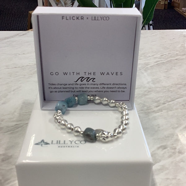 "Go with the Waves" Silver Bracelet - Flickr and Esperance Beaches Inspired**