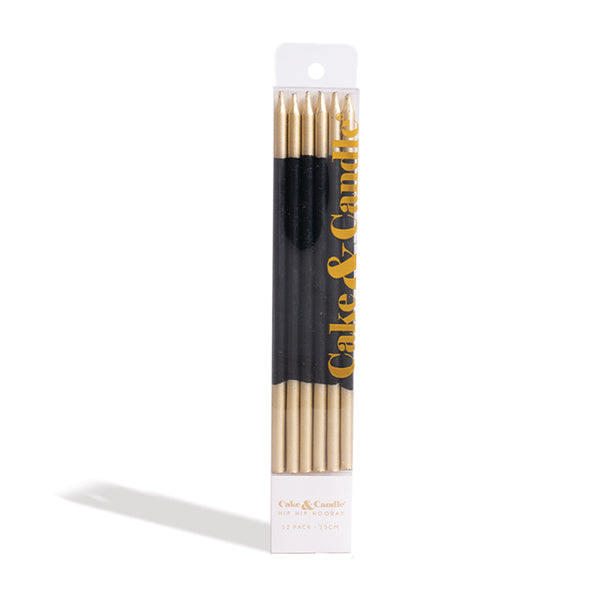 Black & Gold double dipped Cake Candles - 15cm