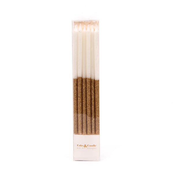 Gold Glitter Dipped Cake Candles