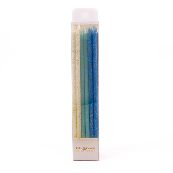 Blue Glitter Cake Candles