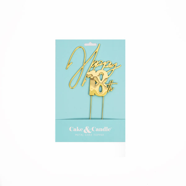 Gold Metal Cake Topper - "Happy 18th"