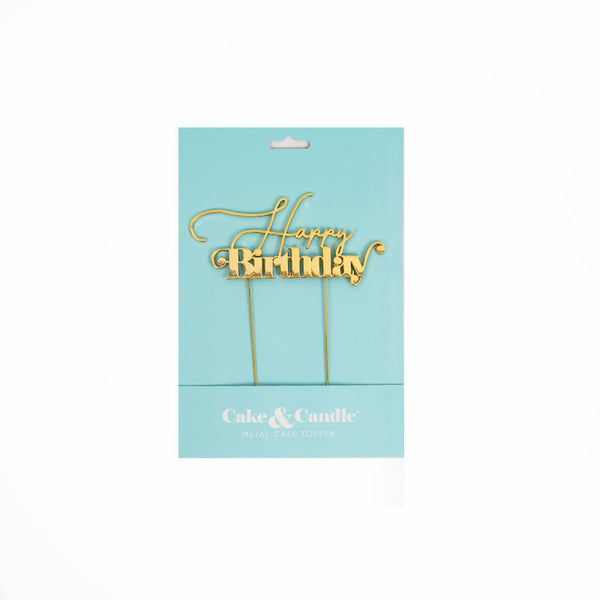 Gold Metal Cake Topper - Happy Birthday 1