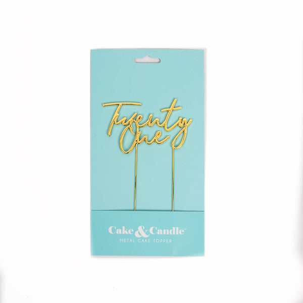 Gold Plated Cake Topper - "Twenty One"